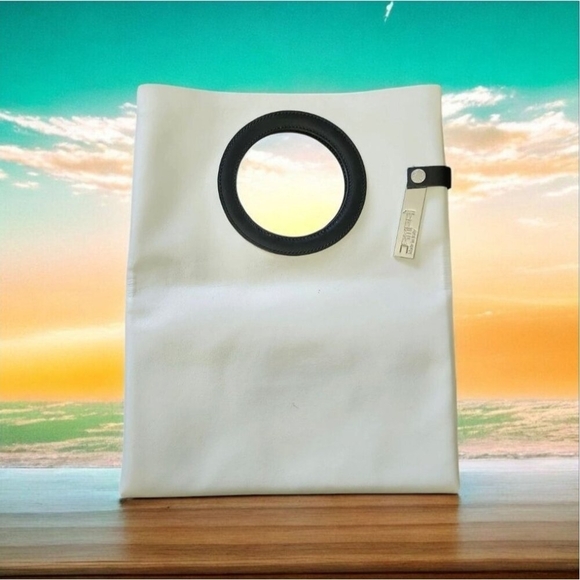 Campai White leather tote bag with round handles Made In Italy - Picture 1 of 9
